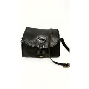 Dooney and Bourke Black All Weather Essex Pebble Black Leather Crossbody Bag Vtg